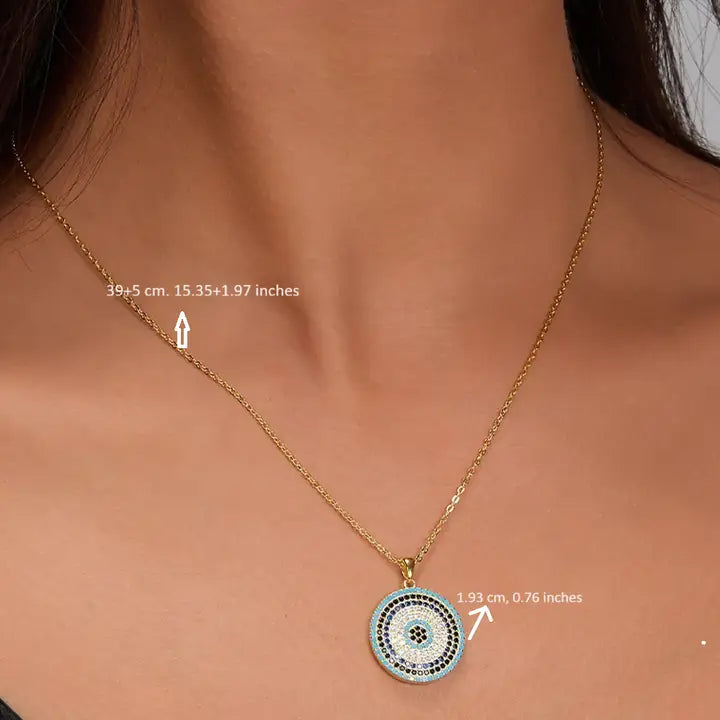 925 Sterling Silver Evil Eye Necklace & Earring Set