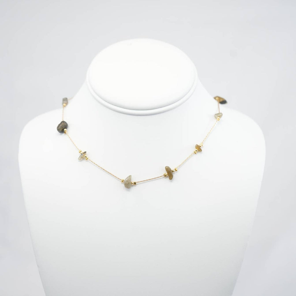 Handmade Necklace with Brown Natural Beads - 6 mm