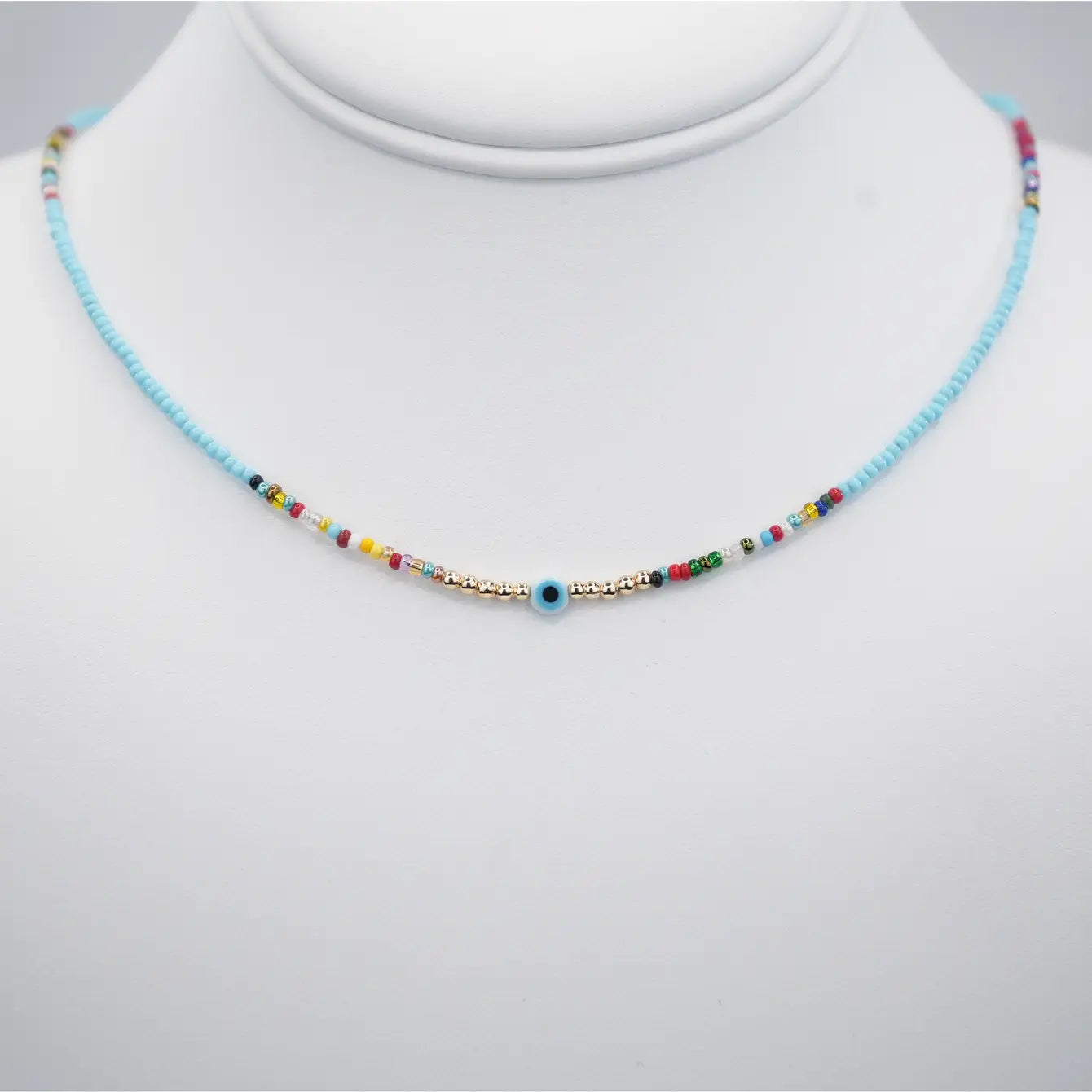 White Evil Eye Beaded Necklace: Elegant Protection and Style