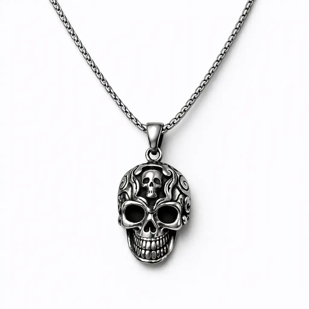 Men’s Stainless Steel Skull & Symbol Necklaces – 5 Bold Designs