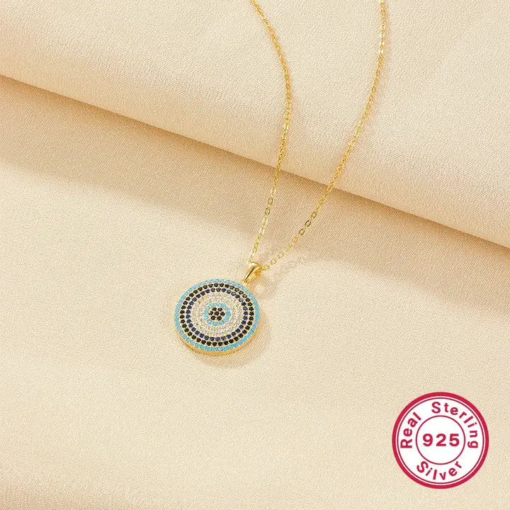 925 Sterling Silver Evil Eye Necklace & Earring Set