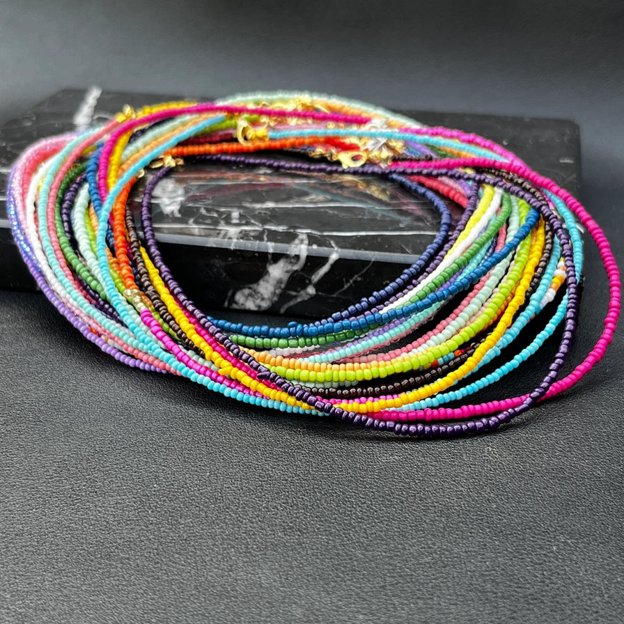 Boho Beaded Necklace Set of 24 | Multicolor Layering Jewelry