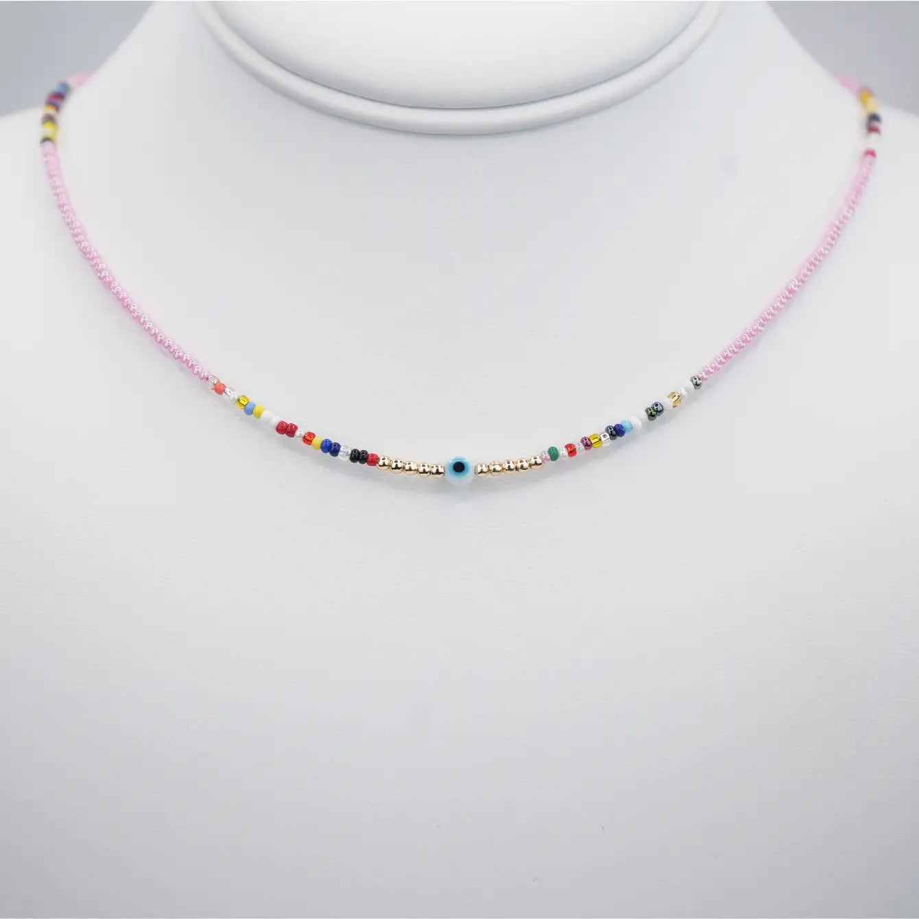 White Evil Eye Beaded Necklace: Elegant Protection and Style