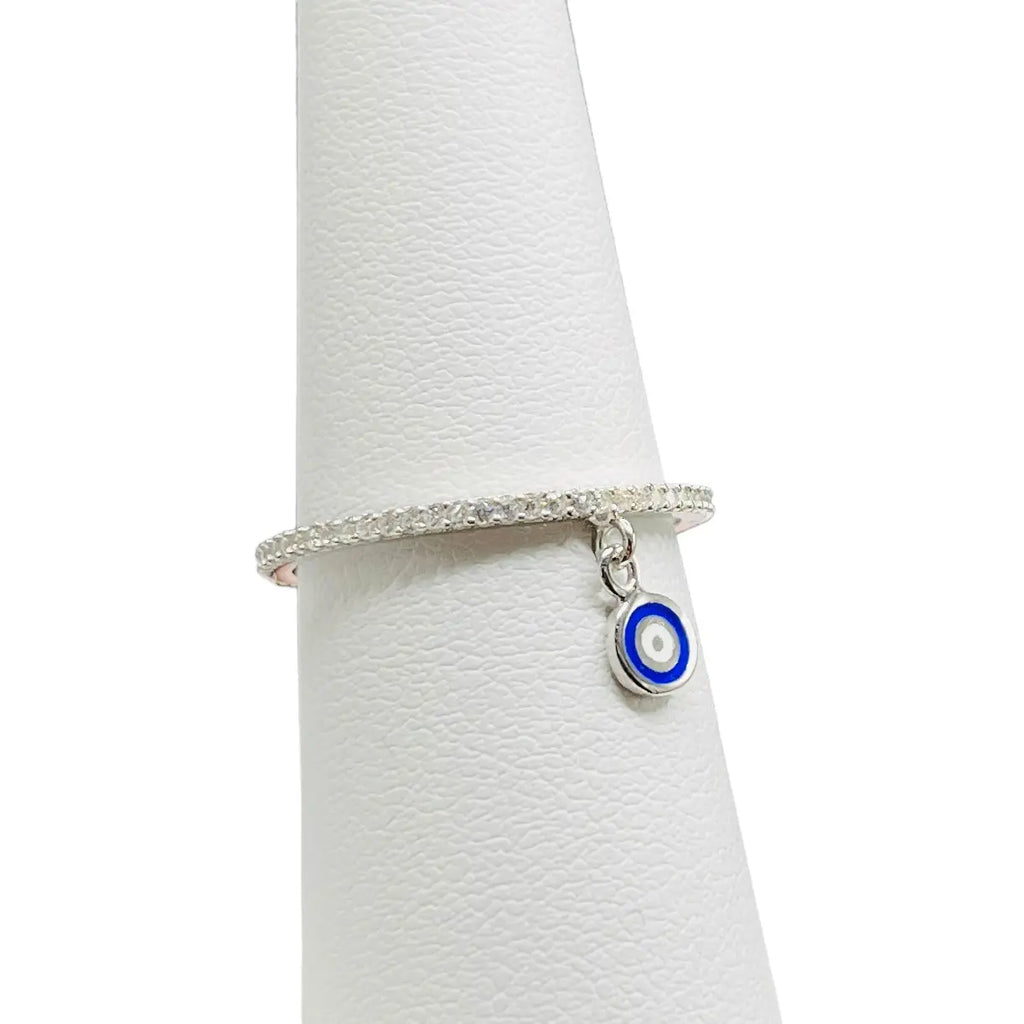 925 Sterling Silver Evil Eye Stone Ring