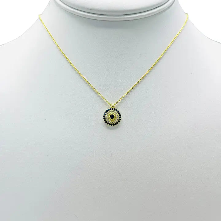 925 Sterling Silver -  Evil Eye Round Necklace
