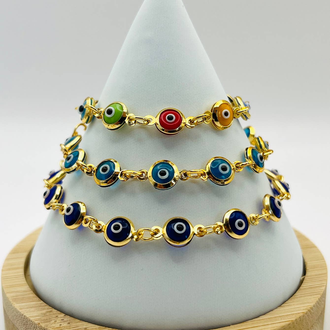 Lux Crystal Chain Evil Eye Bracelet - Silver - Gold Color 4.