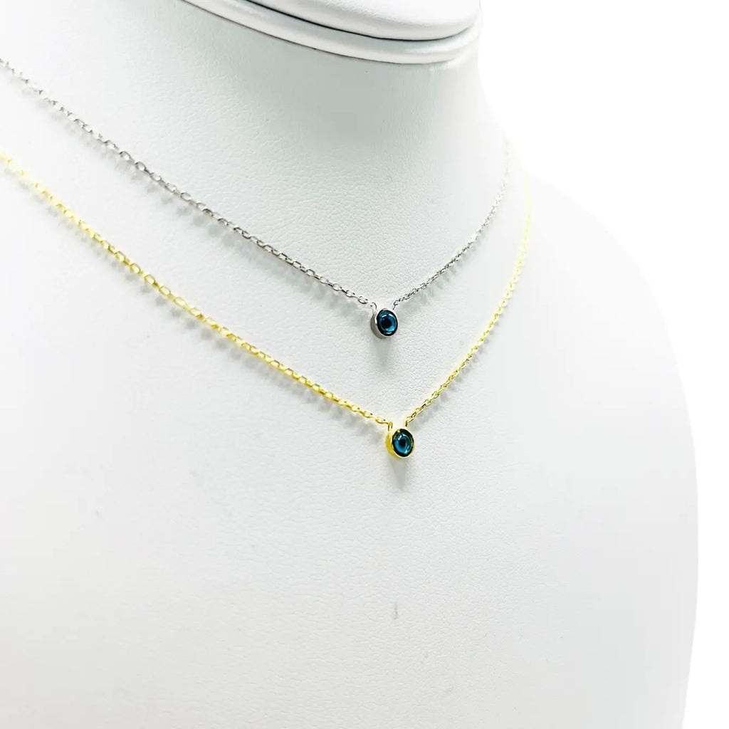925 Sterling Silver Evil Eye Round Necklace