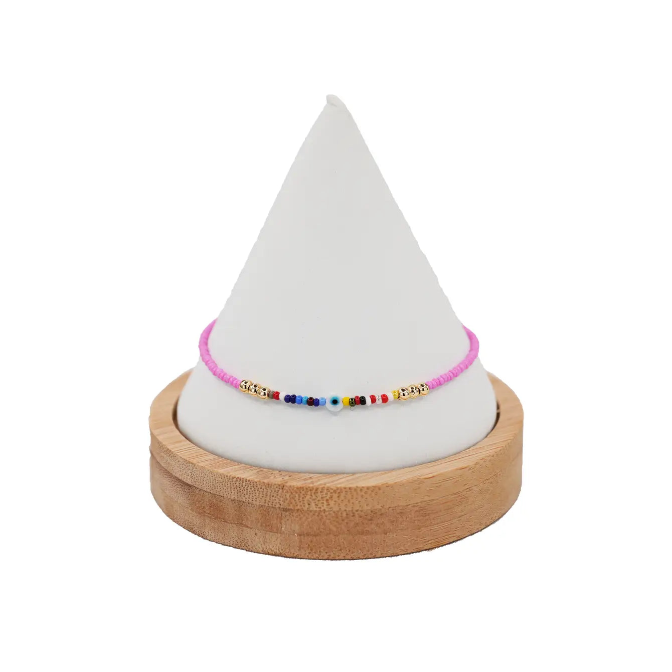 Pink Evil Eye Beaded Summer Anklet: Embrace Protection 