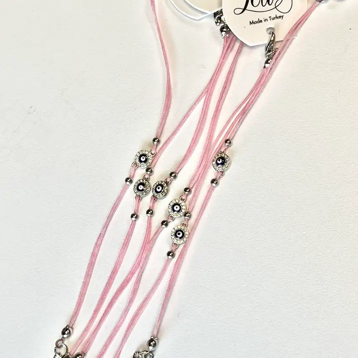 Evileye String CZ Stone Round  Bracelet