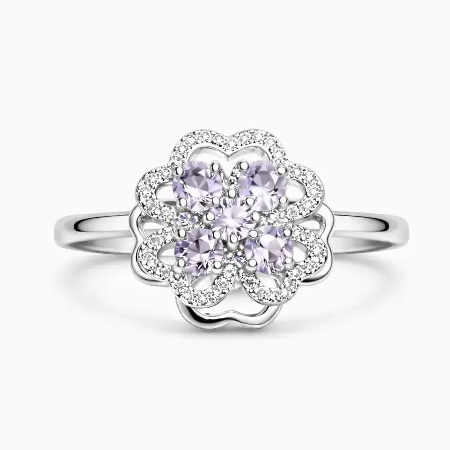 Midnight Bloom Spinner Ring – Adjustable Silver & Gold Plated