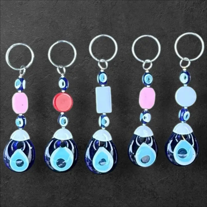 Colorful Beads Evil Eye Keychain - Handmade in Turkey