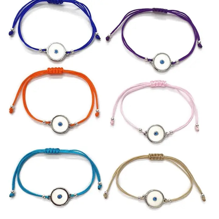 Bracelet Round Evileye Evil Eye Enamel String Bracelet