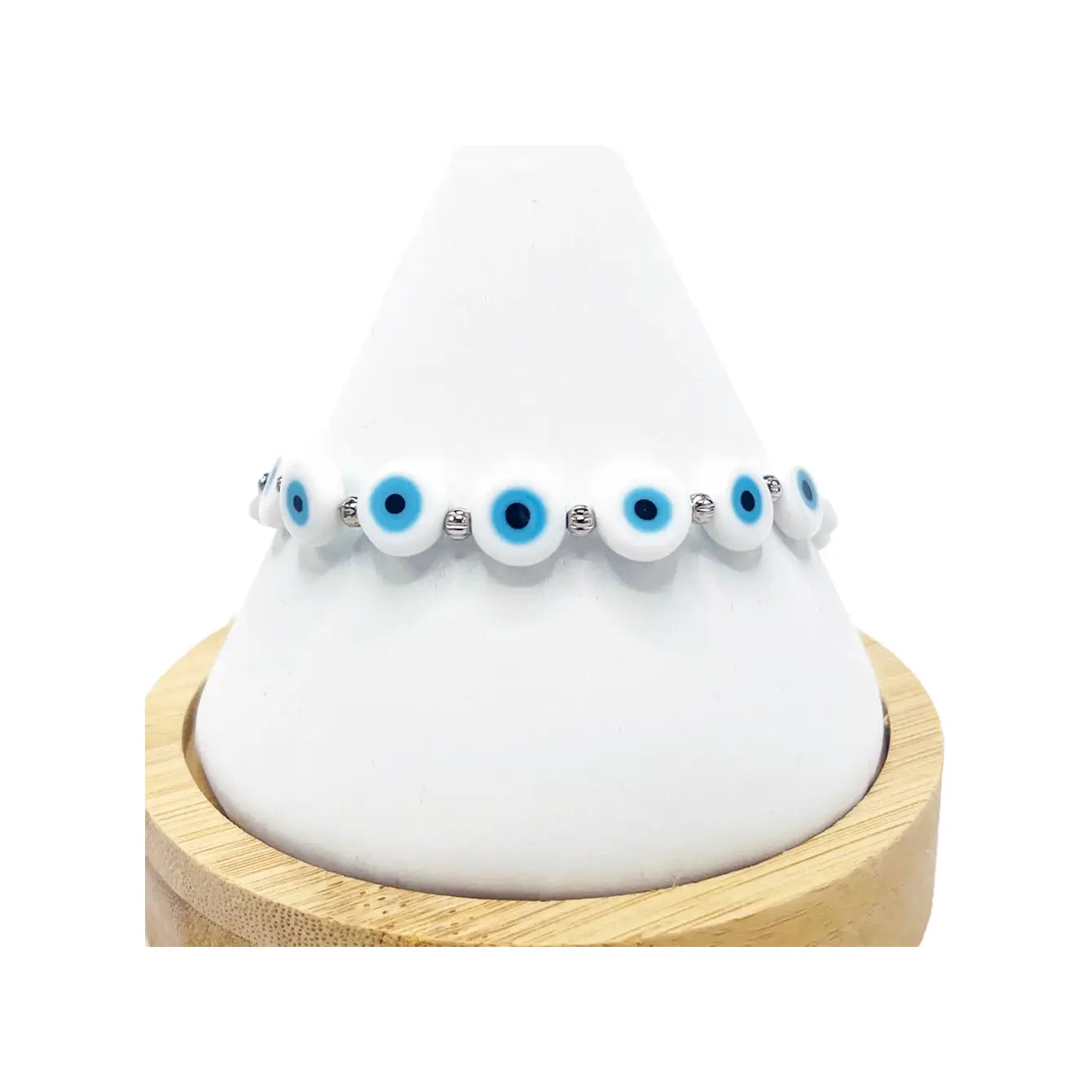 Flat Evil Eye Stone Bracelet: 4 Colors, Handmade in Turkey