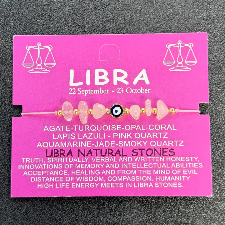 Card Bracelet | Zodiac Bracelet | Natural Stone Evil Eye