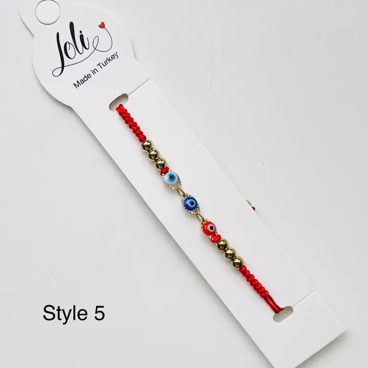 3 Evil Eye 3 Beaded Thin Half Macrame Bracelet - Handmade