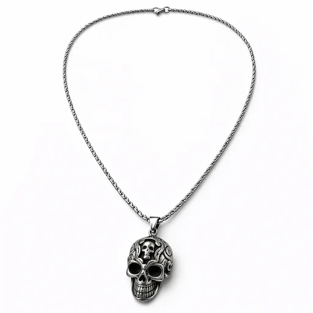 Men’s Stainless Steel Skull & Symbol Necklaces – 5 Bold Designs