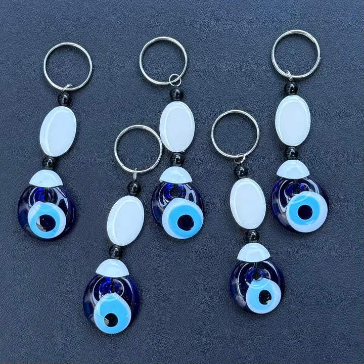 Blue Evil Eye Keychain – Handmade Glass Protection Charm