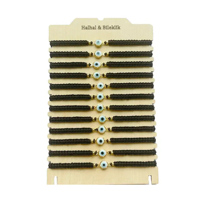 Evil Eye Macrame Anklet XL Size -12 PC On Free Display