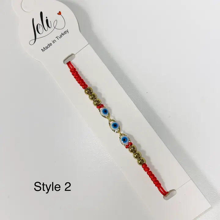 3 Evil Eye 3 Beaded Thin Half Macrame Bracelet - Handmade