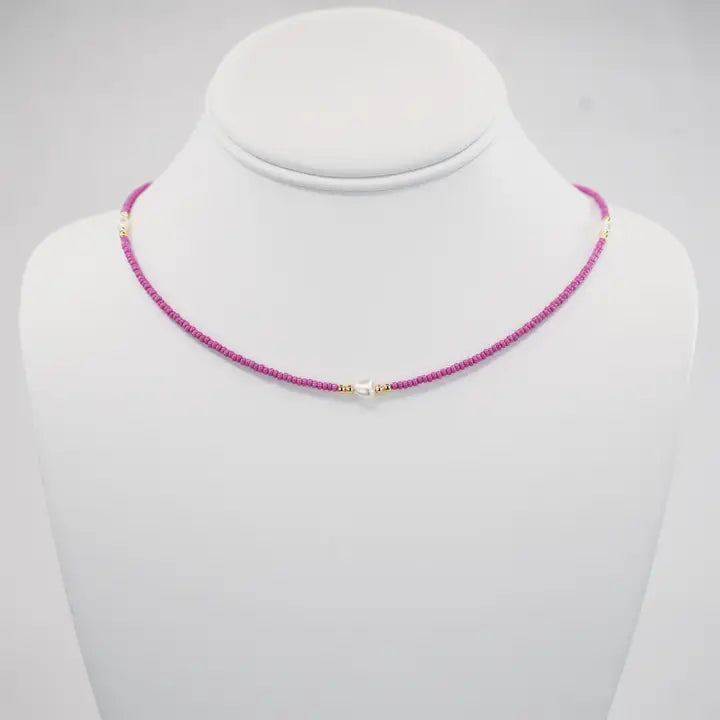 Pink & Pearl Stone Necklace