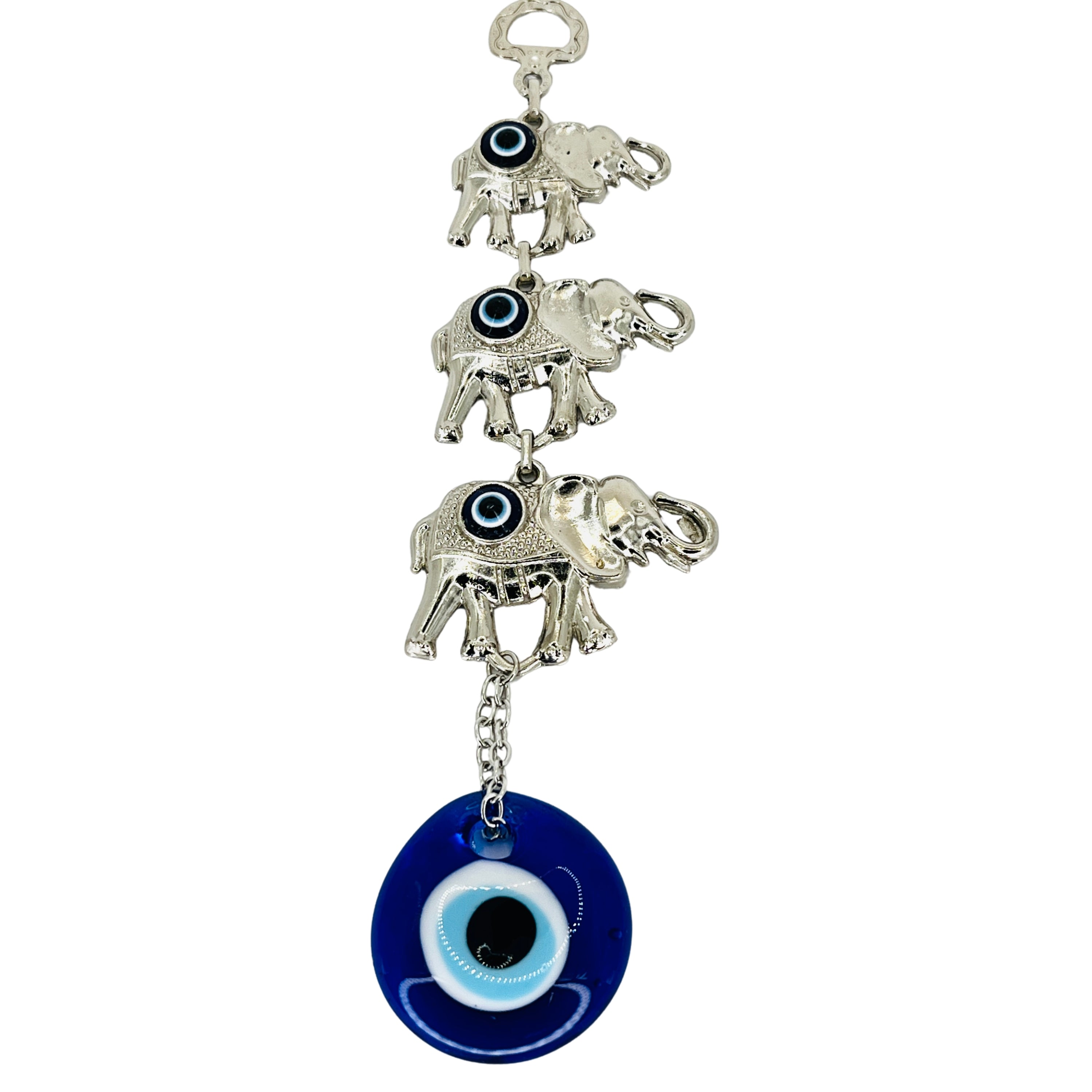 Three Elephants Metallic Wall Decor Evil Eye, Protection