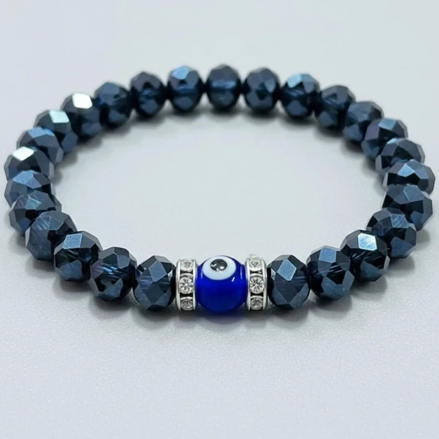 Stretchy Bracelet | 10 Color Mix Set | Evil Eye & Crystals