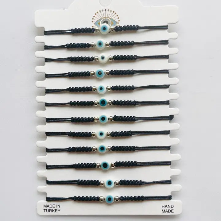 Evil Eye Rope Half Makrome White Evil Eye Bracelet