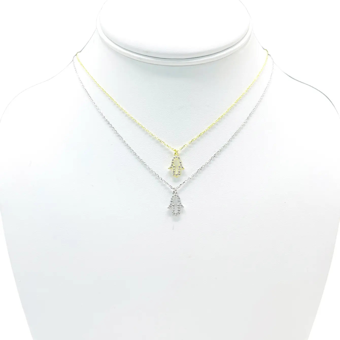 925 Sterling Silver Dainty Hamsa Evil Eye Necklace