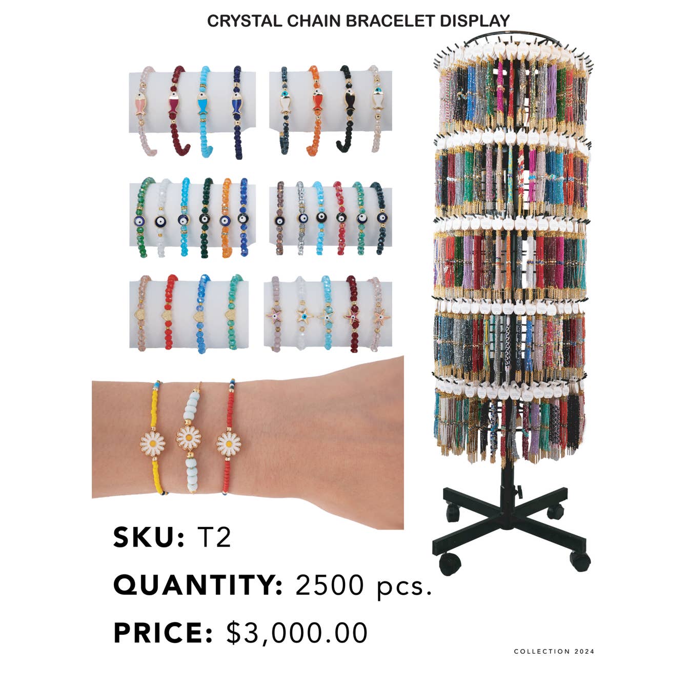 Crystal Chain Bracelet Display, 2500 Piece Bracelet Display 