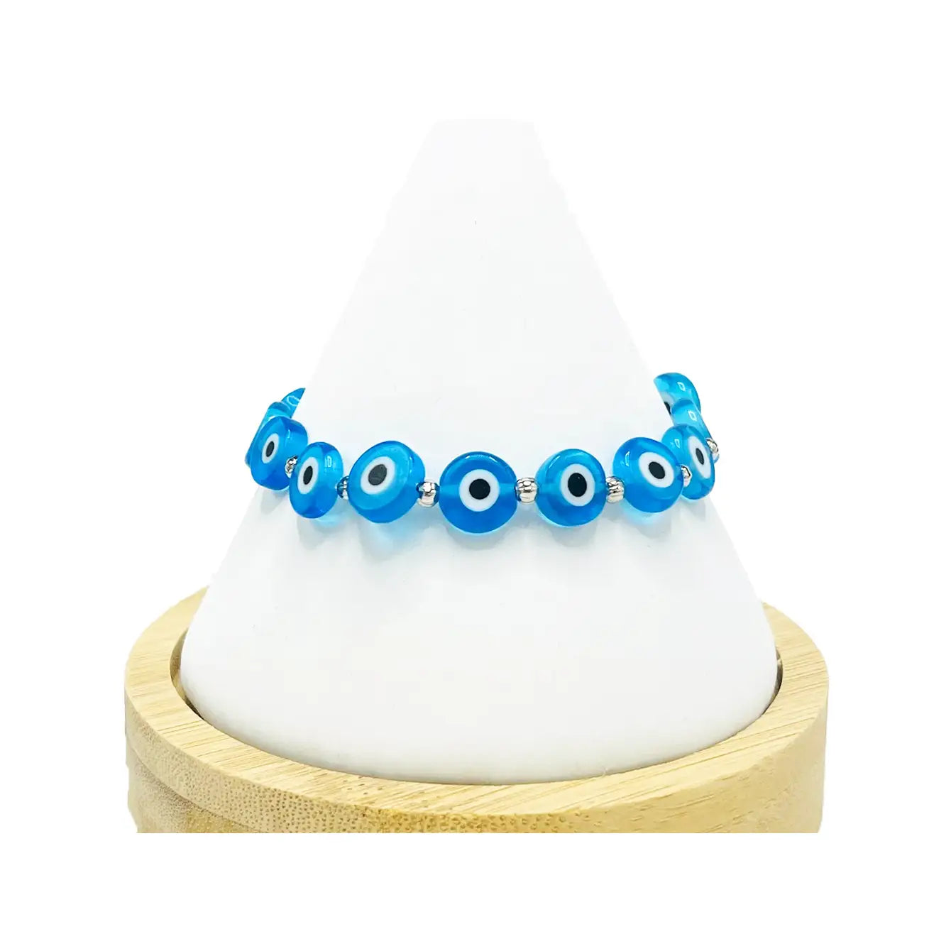 Flat Evil Eye Stone Bracelet: 4 Colors, Handmade in Turkey