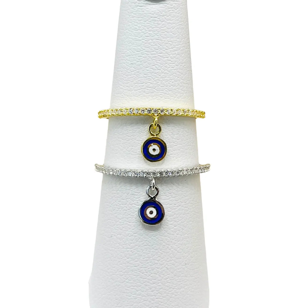 925 Sterling Silver Evil Eye Stone Ring