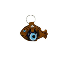 Load image into Gallery viewer, Leather Fish Evileye Keychain - Set of 11 Colors
