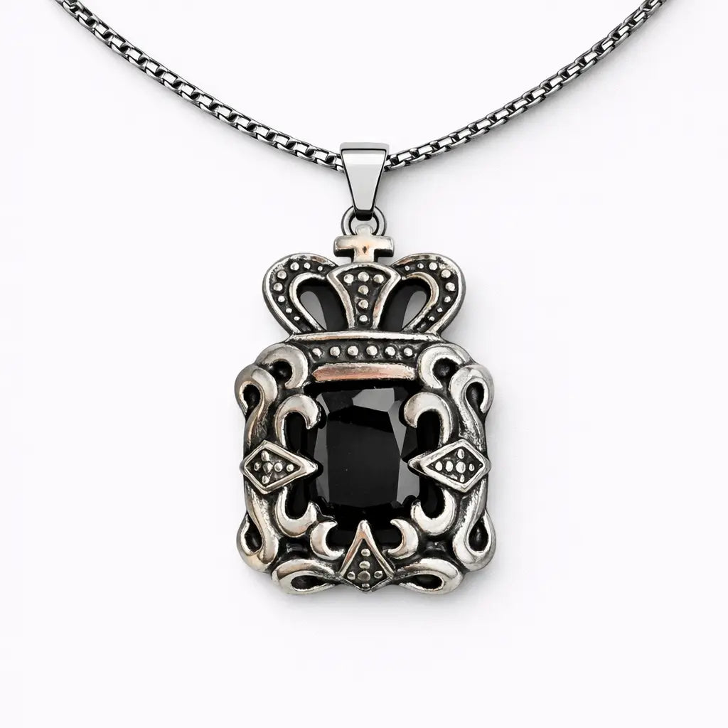 Men’s Stainless Steel Vintage Statement Pendant Necklace