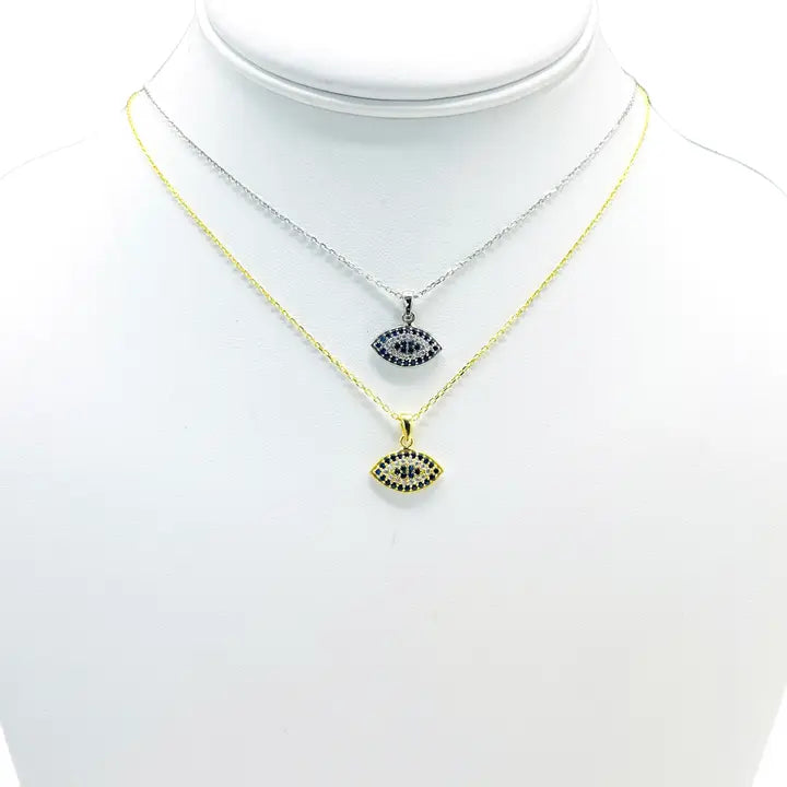925 Sterling Silver Evil Eye Oval Necklace