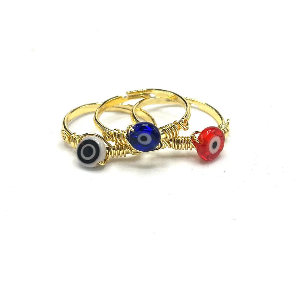 Adjustable Colorful Evil Eye Rings - 100 Piece Set