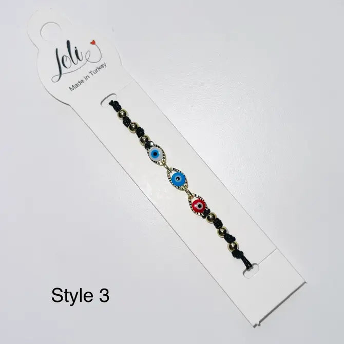 3 Evil Eye Bead Rope Bracelet - Premium Handmade Protection