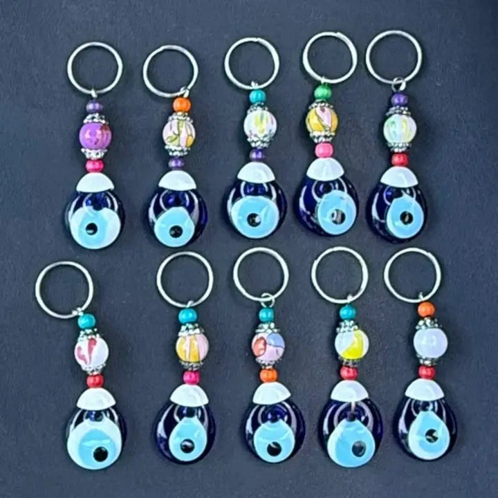 Colorful Ceramic Hand Painted Evil Eye Keychain