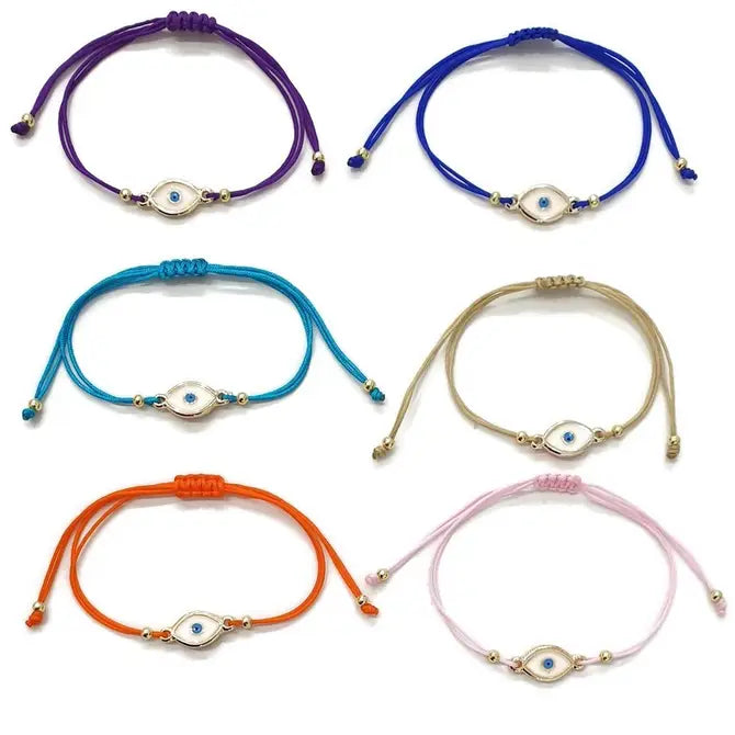 Oval Evil Eye Enamel String Bracelet: Stylish Protection