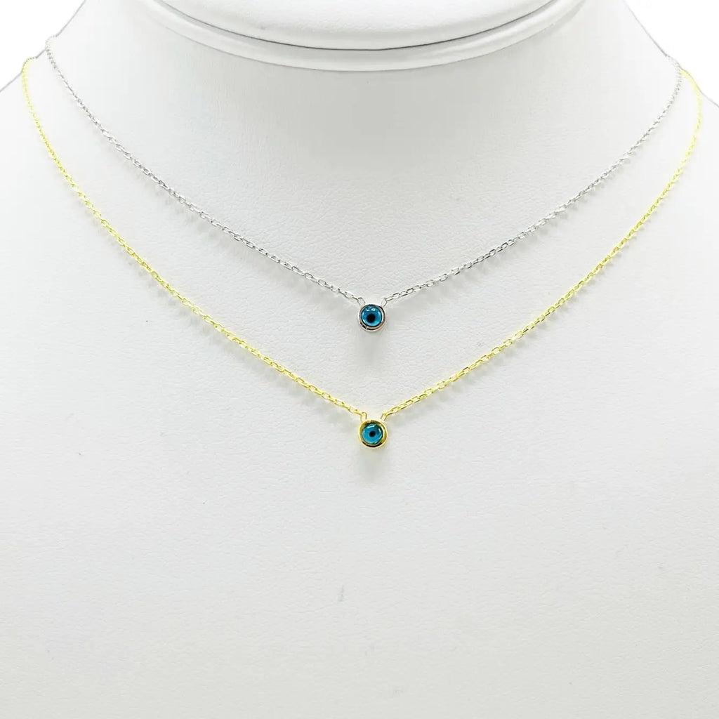 925 Sterling Silver Evil Eye Round Necklace