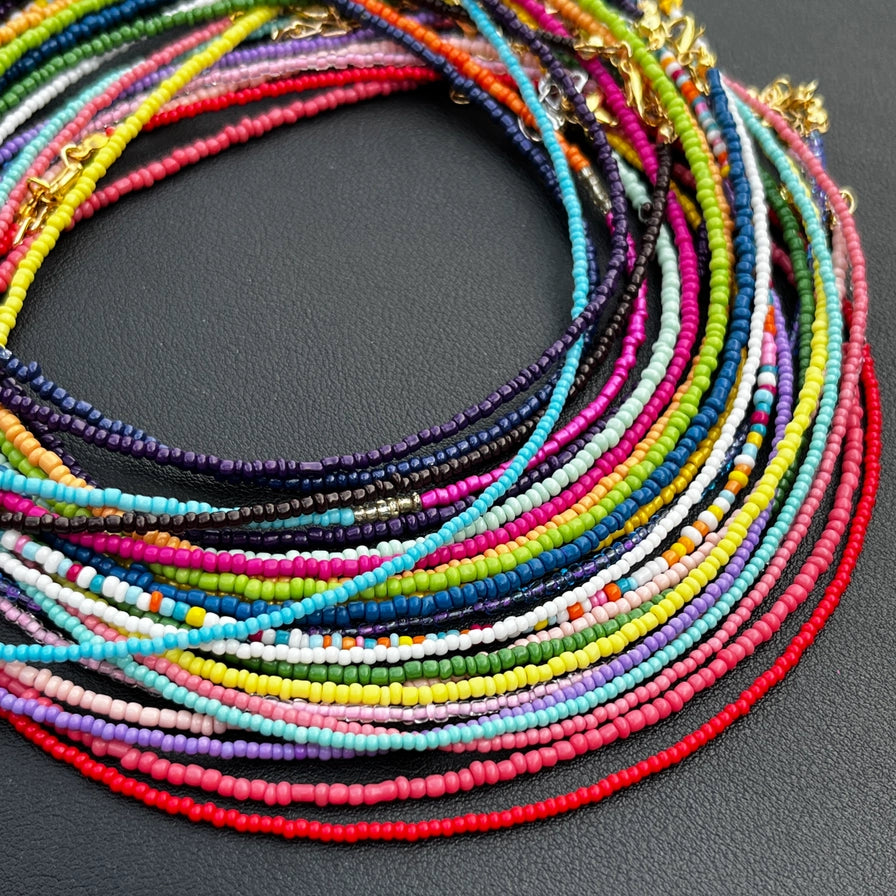 Boho Beaded Necklace Set of 24 | Multicolor Layering Jewelry