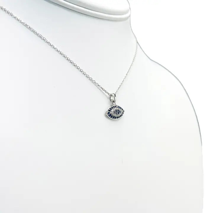 925 Sterling Silver Evil Eye Oval Necklace