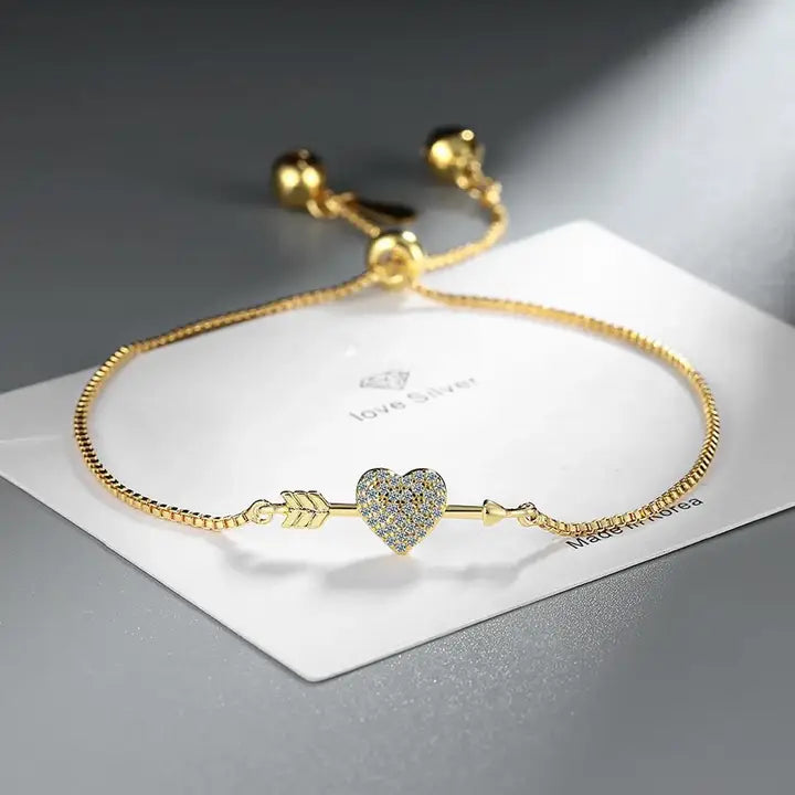  925 Sterling Silver Heart Bracelet | Zirconia Stones 