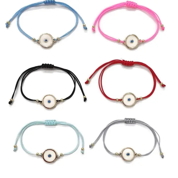 Bracelet Round Evileye Evil Eye Enamel String Bracelet