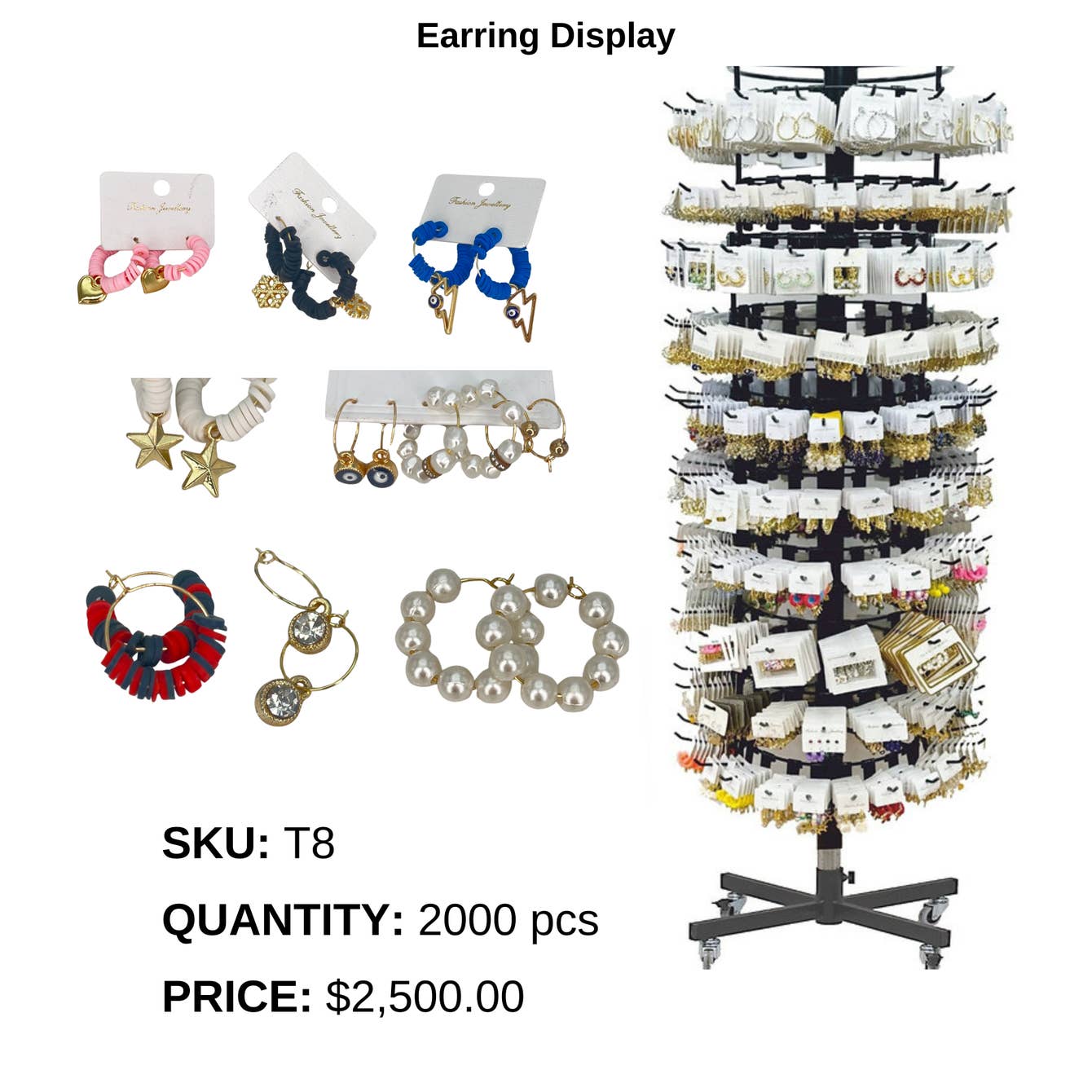 Elegant Earring Display - 2000-Piece Earring Collection