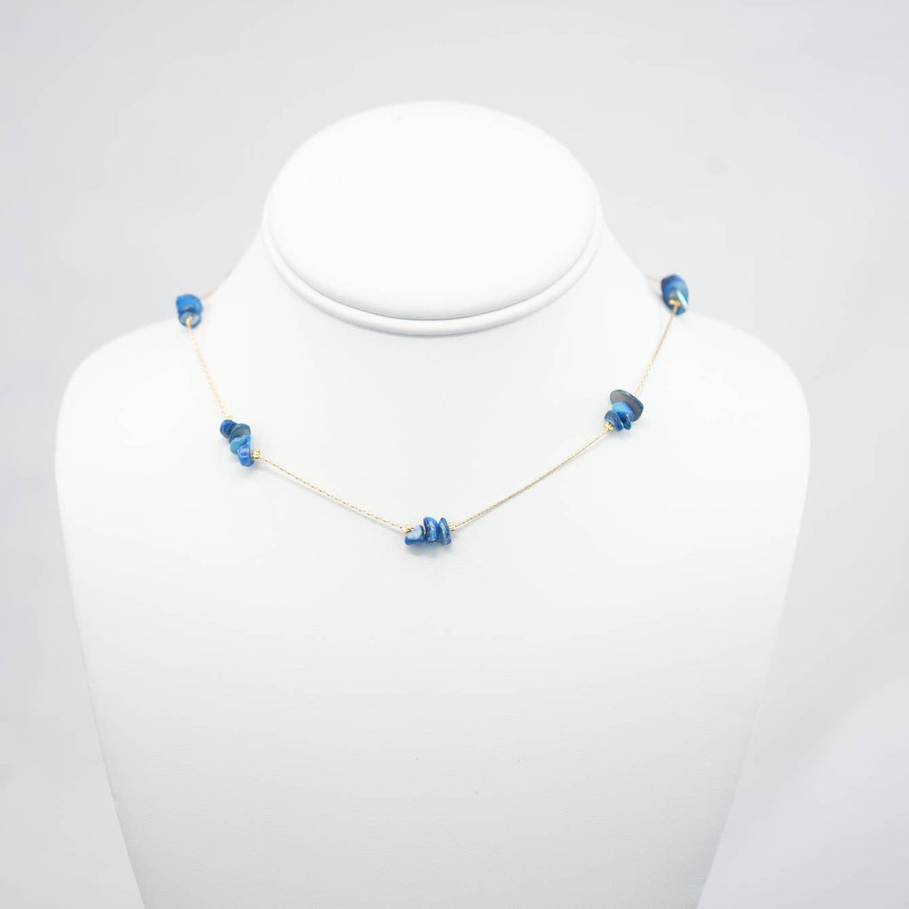 Handmade Necklace with Dark Blue Natural Beads