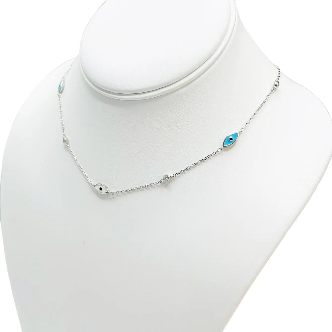 925 Sterling Silver Oval Evil Eye Necklace