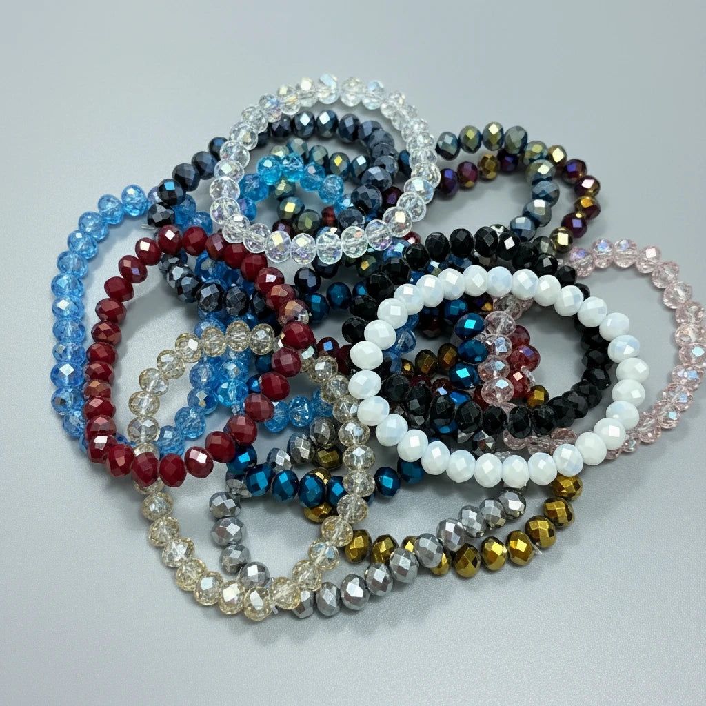 Stretchy Bracelet | 10 Color Mix Set | Large Crystal Stones