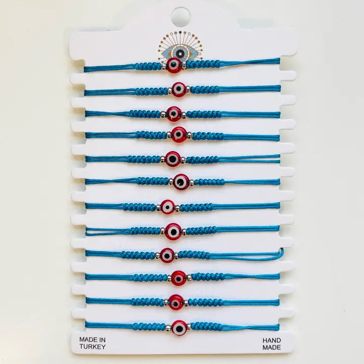 Red Stone Evileye Half Rope Bracelet Set