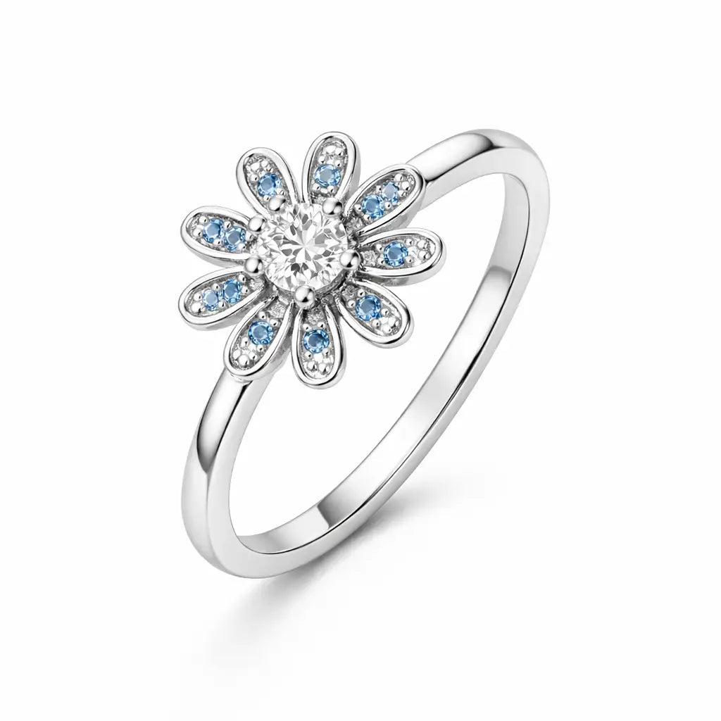 Blue Fidget Spinner Ring – Adjustable Gold & Silver Plated