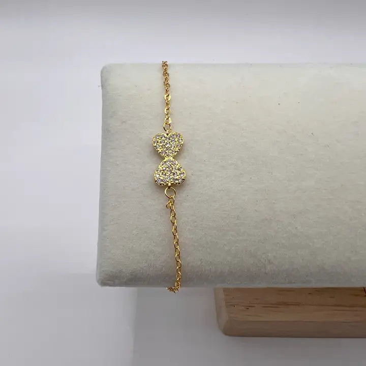 925 Sterling Silver Butterfly Bracelet | Zirconia | Gold